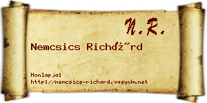 Nemcsics Richárd névjegykártya